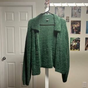 Fuzzy green cardigan